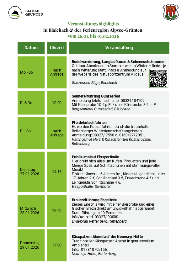 Veranstaltungshighlights KW 5 (26.01.-01.02.2026)